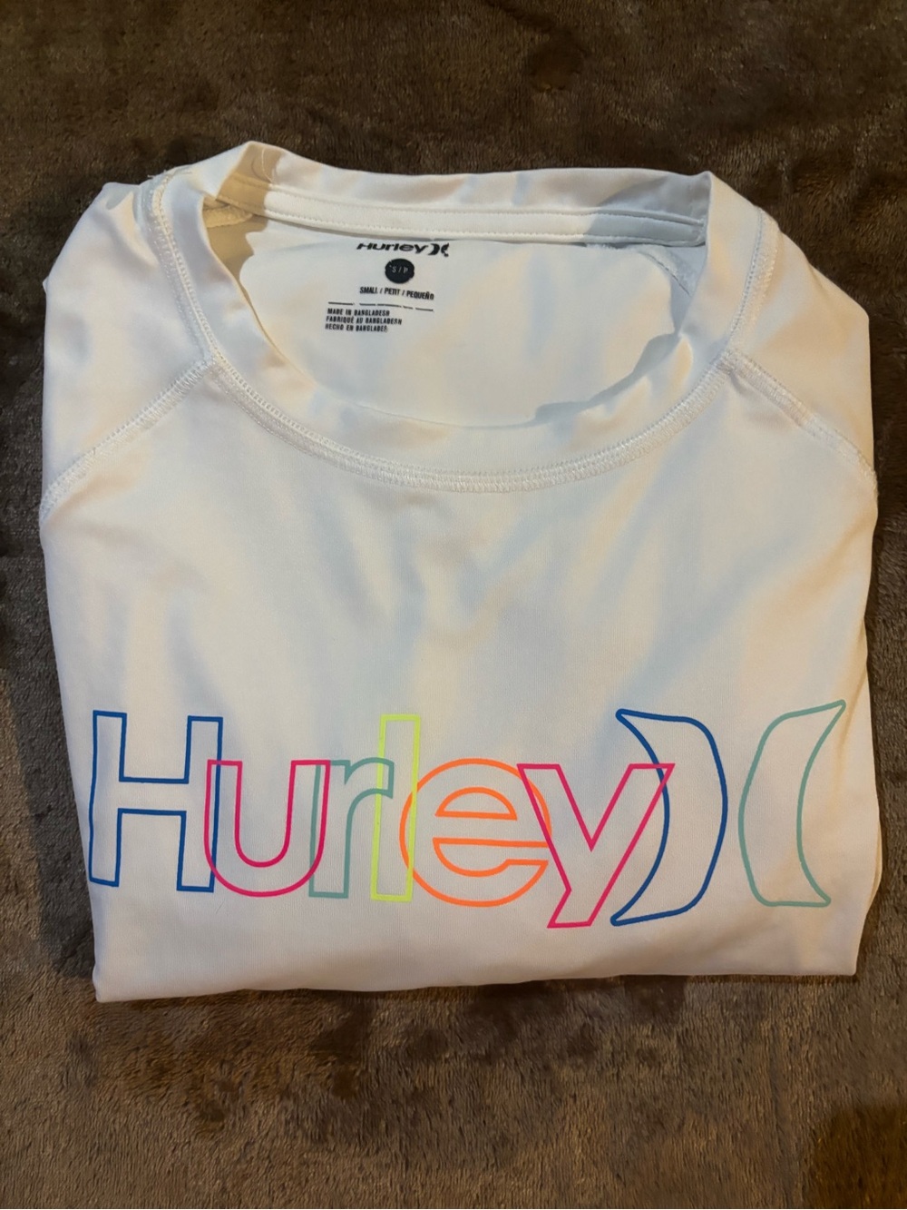 Hurley White Long Sleeve Tee with Multicolor Logo
